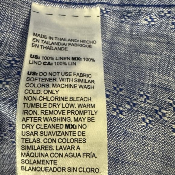 Chico's No Iron Linen Button Down Tunic Shirt Size 16 Embroidered 3/4 Sleeves - Picture 7 of 7